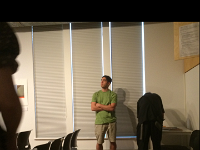 Getting Setup for Screening  Bruce Spiegel gets ready to show his film at the BCA Center in Burlington, VT